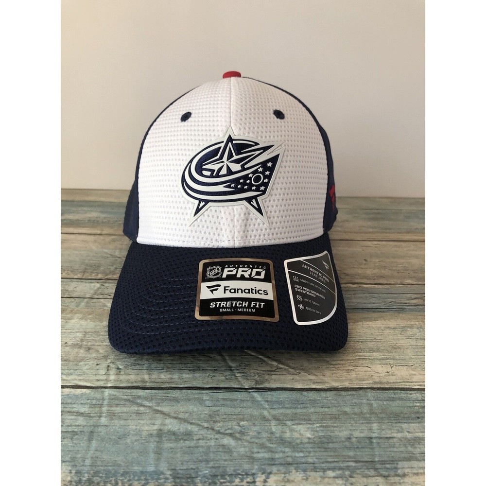 ADIDAS Columbus Blue Jackets Team Cap Men Flex Fitted S/M NH Navy/white